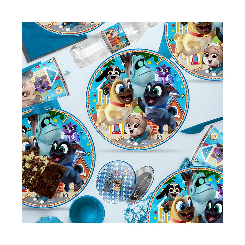 Baby Food Dogs - Disney Puppy Dog Pals แอนิเมชั่นสําหรับเด็กธีมปาร์ตี้วันเกิดสติกเกอร์แบบใช้แล้วทิ้ง Baby
