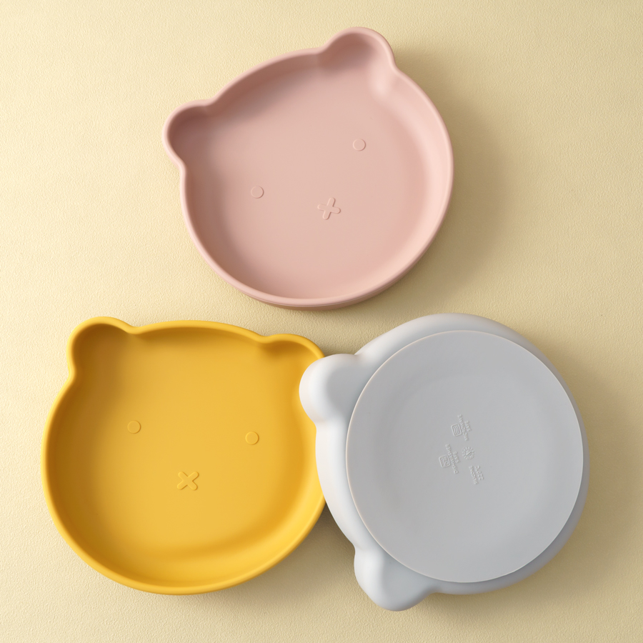 Baby Food Dinner - 1PC ซิลิโคนเด็กจานดูดรับประทานอาหารแผ่นการ์ตูนหมีรูปร่างเด็กแผ่นกินการฝึกอบรมเก็บอาหารเด็กชุดอาหารเด็ก