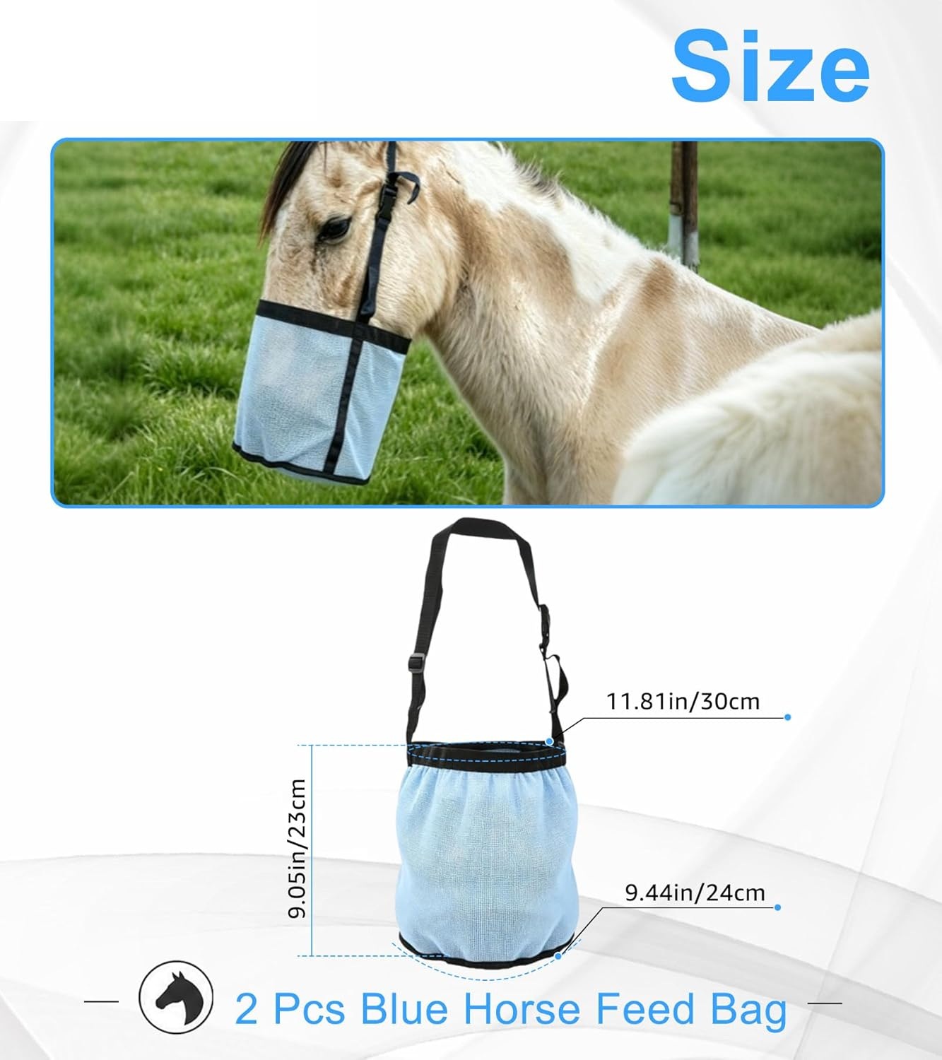 ถุงใส่อาหารม้า 2 ชิ้น สีฟ้า/ดำ - Mesh Feeder Bag บทวิจารณ์และราคา